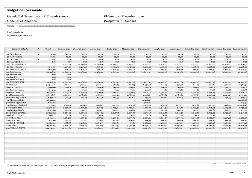 Budget del personale